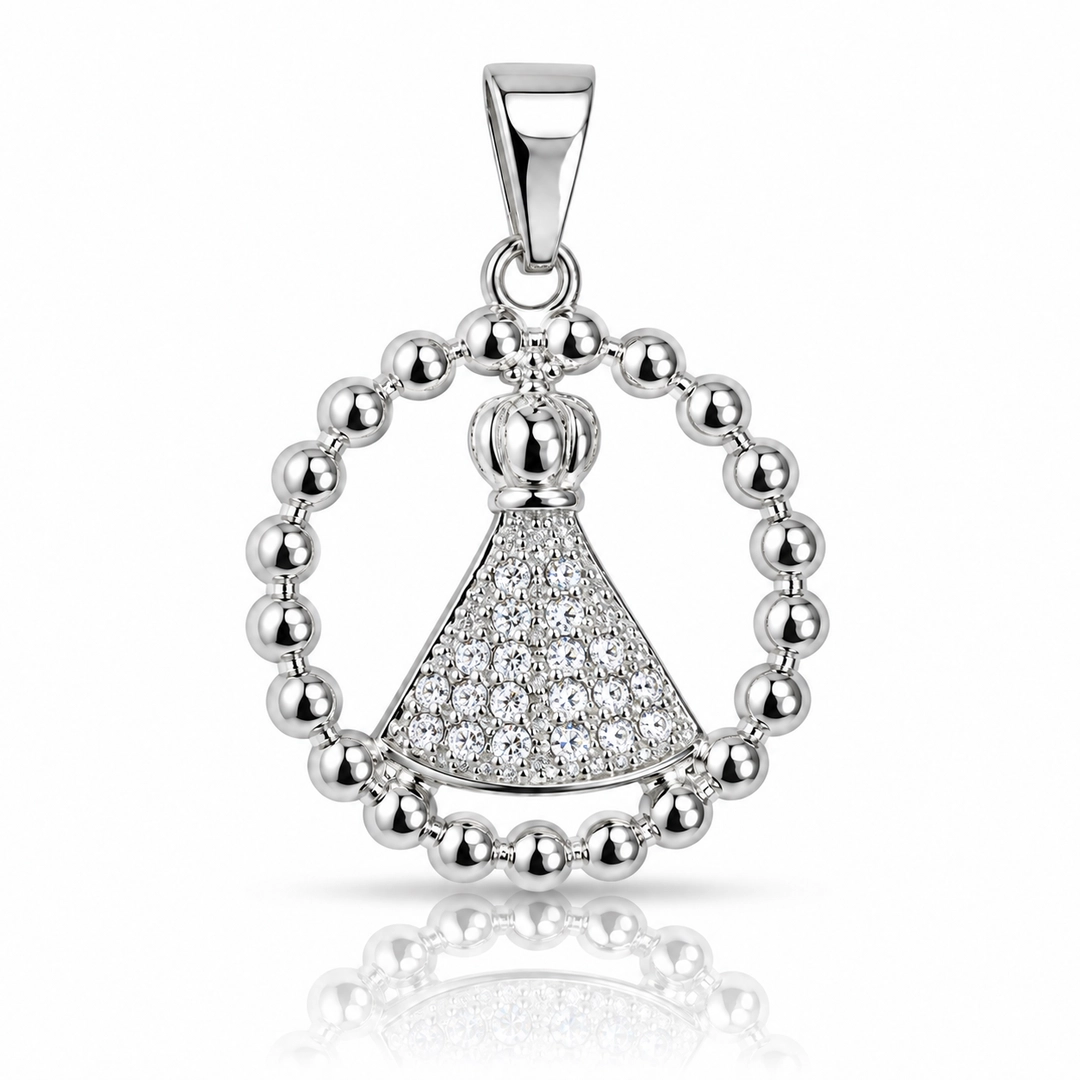 Pingente de Nossa Senhora Aparecida com Zircônias Cristal