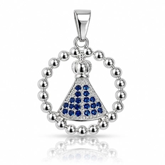 Pingente de Nossa Senhora Aparecida com Zircônias Cristal e Safira