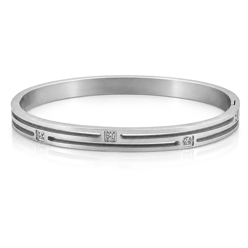 Bracelete Vazado com Zircônias Cristal - Steel Woman