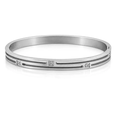 Bracelete Vazado com Zircônias Cristal - Steel Woman