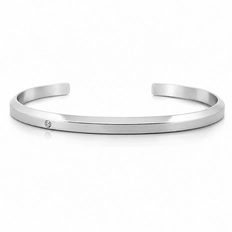Bracelete Aberto Espelhado com Zircônia Cristal - Steel Woman