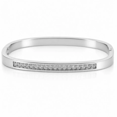 Bracelete Quadrado com Zircônias Cristal - Steel Woman