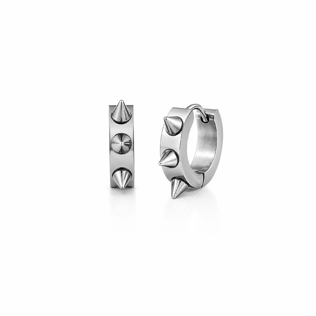 Brinco de Argola Click com Spikes - Steel Woman