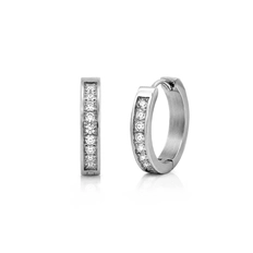 Brinco de Argola Click com Zircônias Cristal - Steel Woman