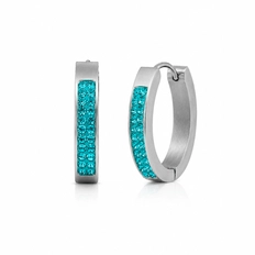 Brinco de Argola Click Oval com Zircônias Topázio - Steel Woman