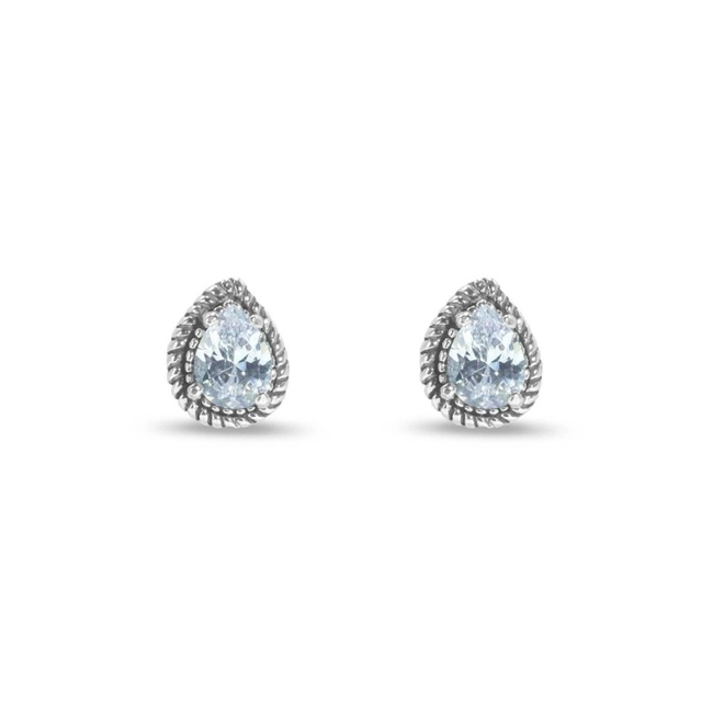 Brinco de Prata Top Envelhecido com Zircônia Cristal
