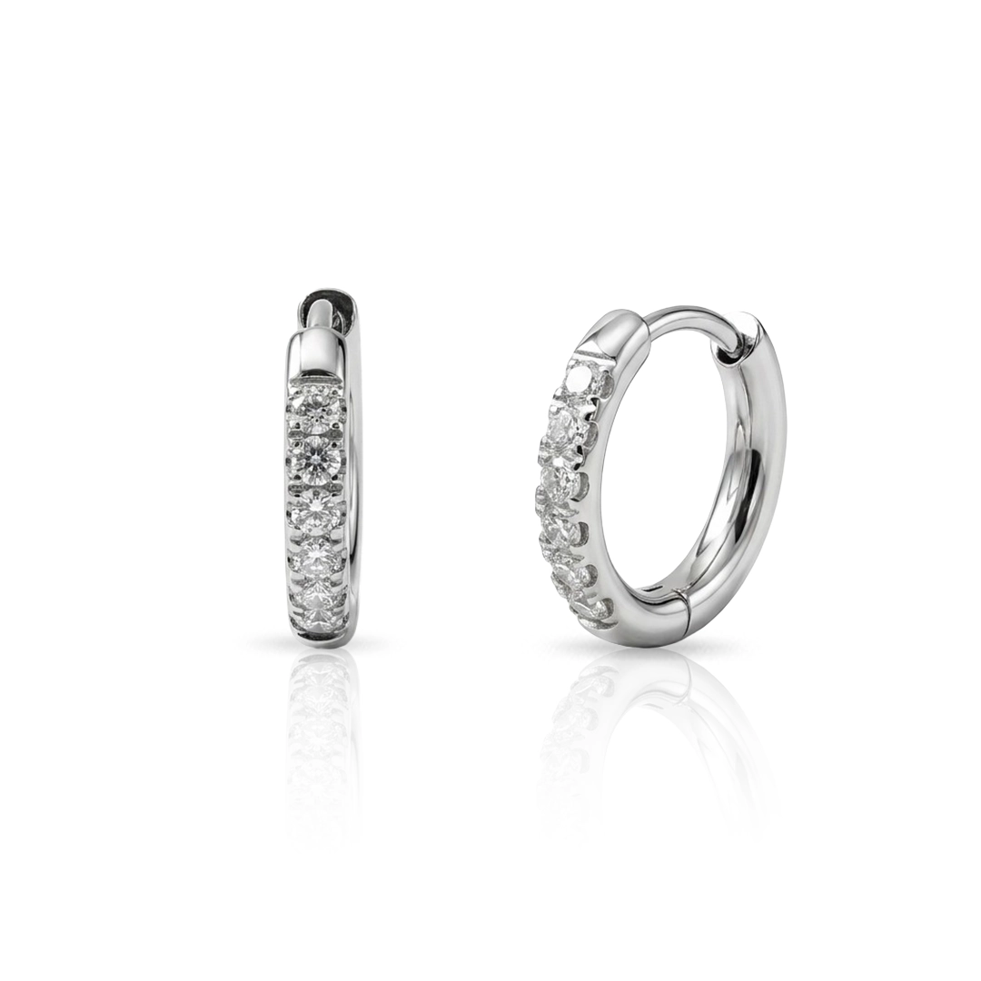 Brinco de Argola Click com Zircônias Cristal - Steel Woman