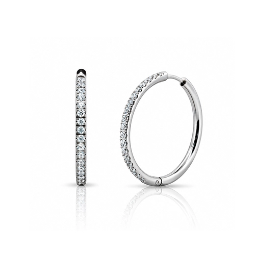 Brinco Argola Click com Zircônias Cristal - Steel Woman