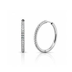 Brinco Argola Click com Zircônias Cristal - Steel Woman