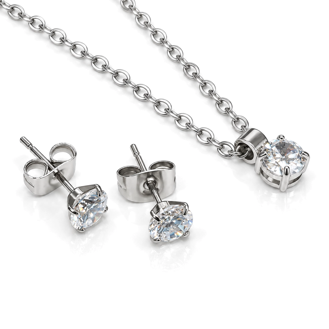 Conjunto Top Ponto Luz com Zircônia Cristal - Steel Woman