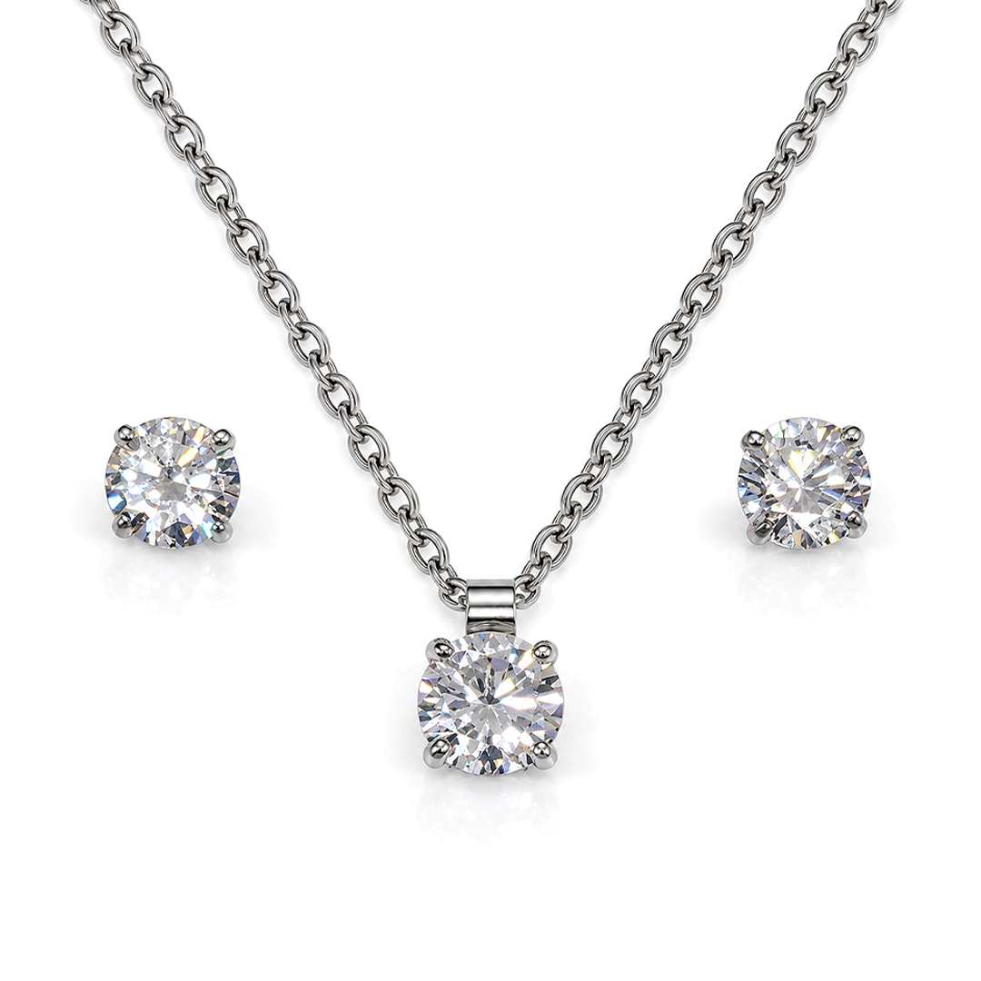 Conjunto Top com Zircônia Cristal Redonda - Steel Woman