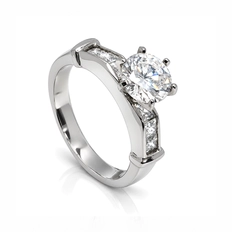 Anel Solitário Trabalhado com Zircônias Cristal - Steel Woman
