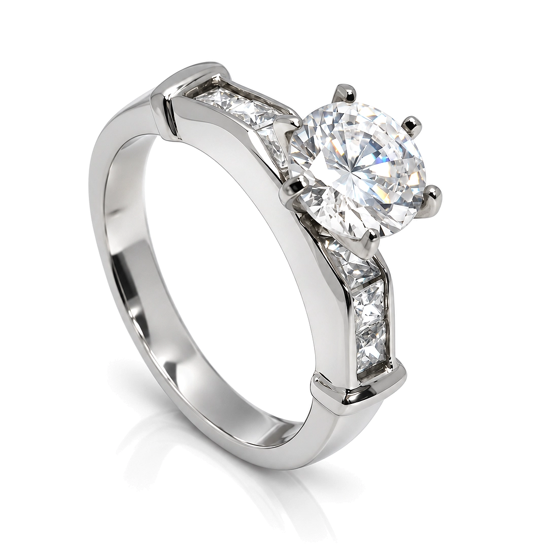 Anel Solitário Trabalhado com Zircônias Cristal - Steel Woman