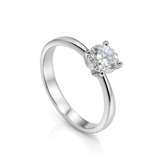 Anel Solitário com Zircônia Cristal Redonda  - Steel Woman