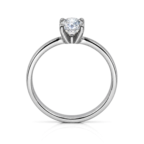 Anel Solitário com Zircônia Cristal Redonda  - Steel Woman