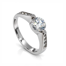 Anel Solitário com Zircônias Cristal Cravejadas - Stell Woman