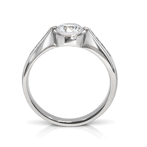 Anel Solitário com Zircônias Cristal Cravejadas - Stell Woman