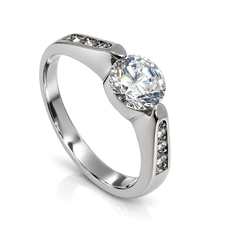 Anel Solitário com Zircônias Cristal Cravejadas - Stell Woman