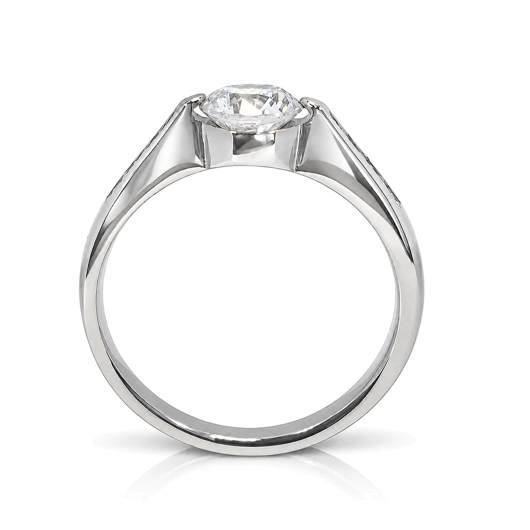 Anel Solitário com Zircônias Cristal Cravejadas - Stell Woman