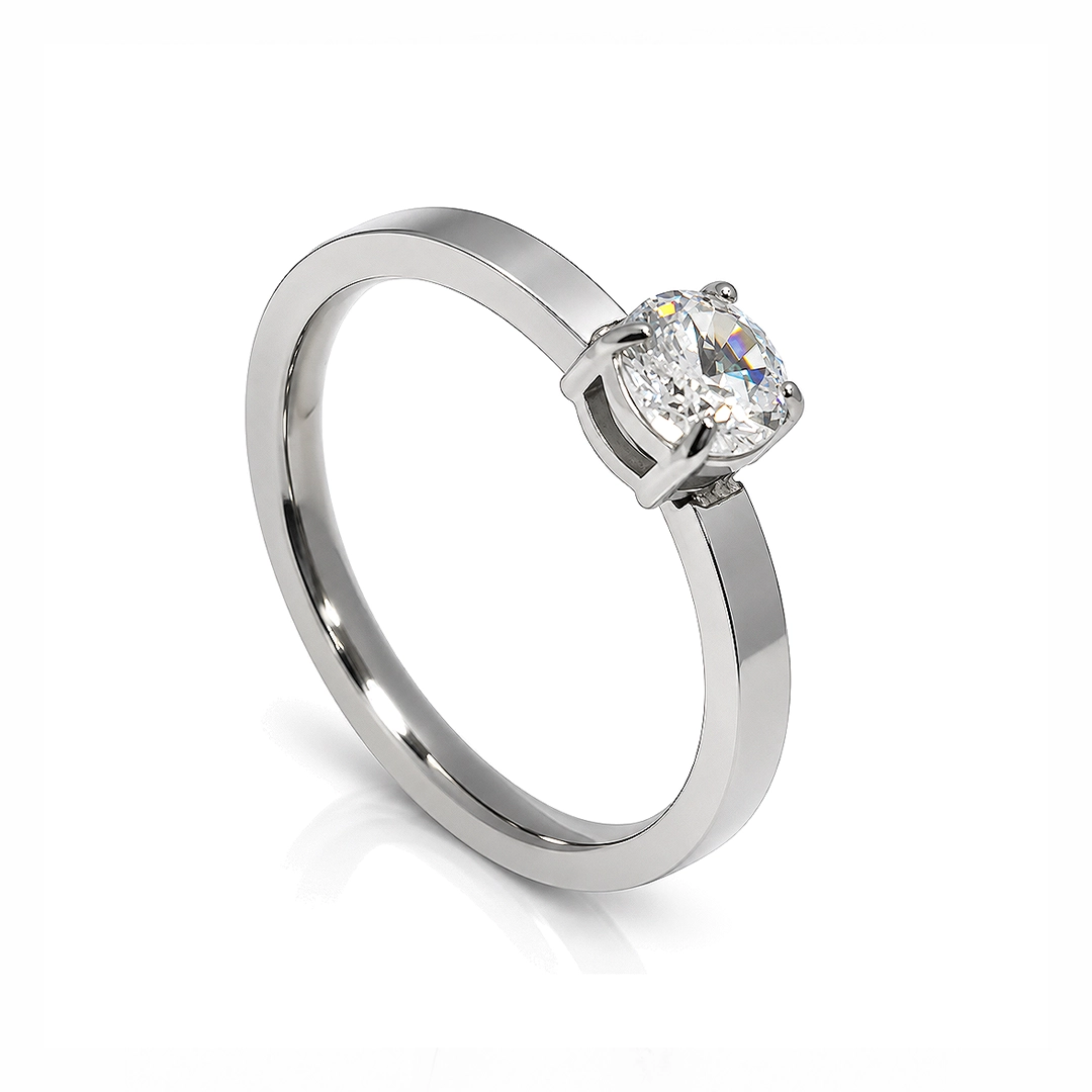 Anel Solitário com Zircônia Cristal - Steel Woman