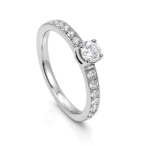 Anel Solitário Aro Cravejado com Zircônia Cristal - Steel Woman