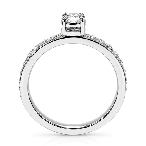 Anel Solitário Aro Cravejado com Zircônia Cristal - Steel Woman