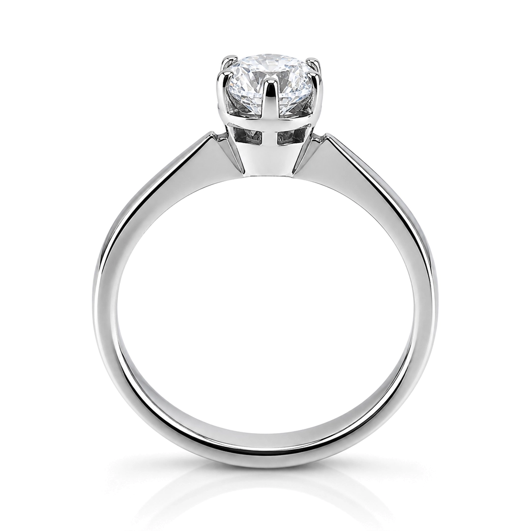 Anel Solitário com Zircônia Cristal Redonda - Steel Woman
