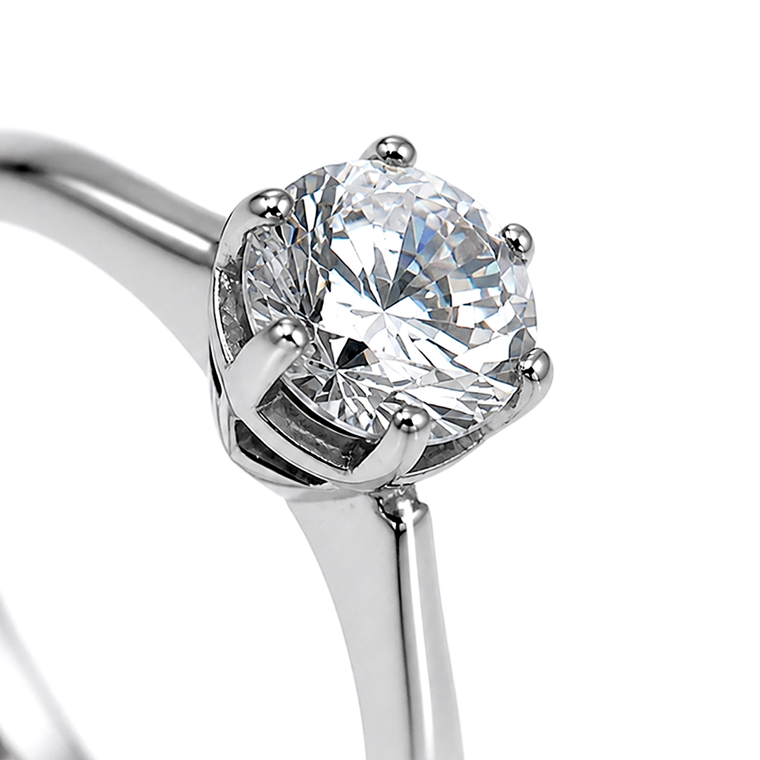 Anel Solitário com Zircônia Cristal Redonda - Steel Woman