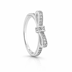 Anel Laço com Zircônias Cristal Cravejadas