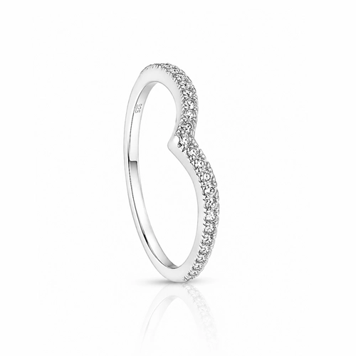 Anel V com Zircônias Cristal Cravejadas