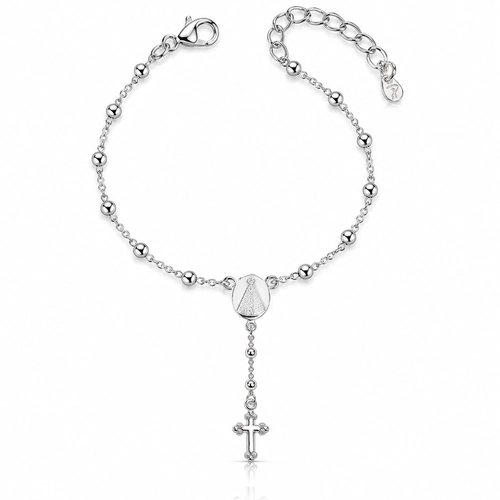 Pulseira Terço com Nossa Senhora Aparecida e Cruz Espelhada