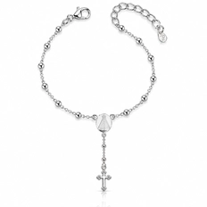 Pulseira Terço com Nossa Senhora Aparecida e Cruz Espelhada