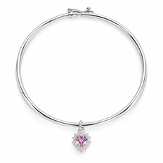 Bracelete com Coração e Zircônias Cristal e Rosa - Teen Kids