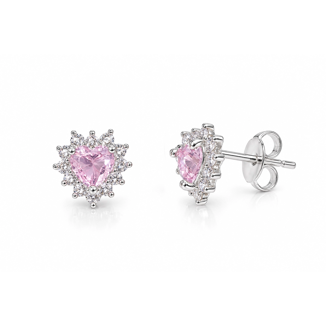 Conjunto Top Coração com Zircônias Cristal e Rosa - Teen Kids
