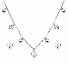 Conjunto Corações Espelhados e Zircônias Cristal - Teen Kids