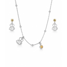 Conjunto Abelha Espelhada com Zircônias Amarela - Teen Kids