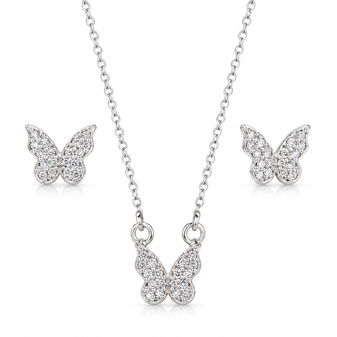 Conjunto Top Borboleta com Zircônias Cristal - Teen Kids
