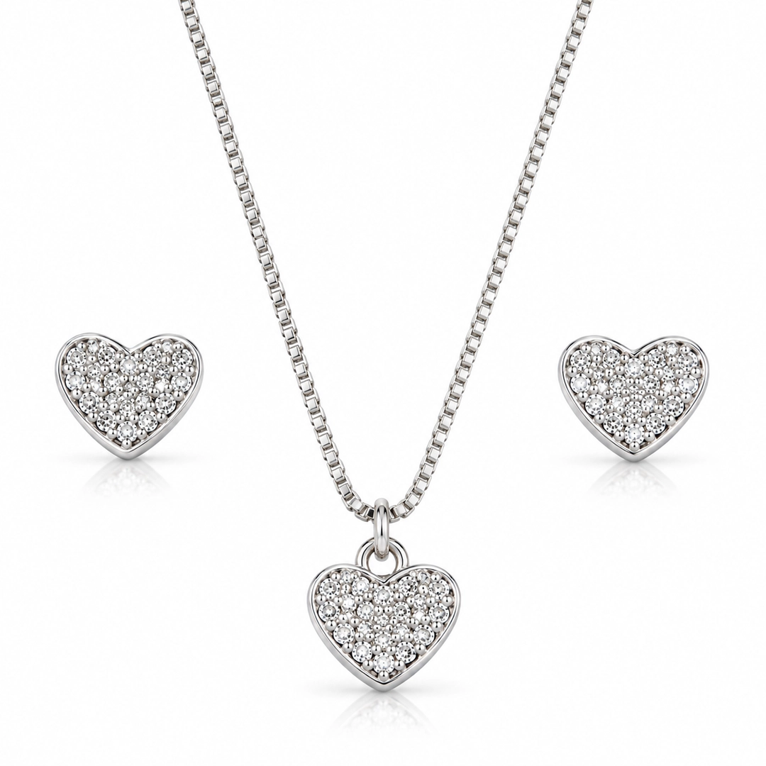 Conjunto Top Coração com Zircônias Cristal - Teen Kids