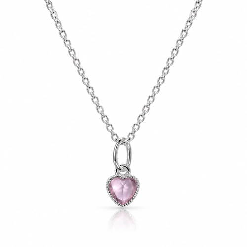 Gargantilha Ponto Luz Coração com Zircônia Rosa - Teen Kids