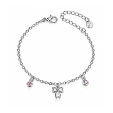 Pulseira Laço Espelhado com Zircônias Ametista e Rosa - Teen kids