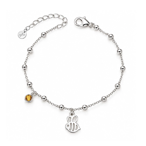 Pulseira Esferas com Abelha e Zircônia Amarela - Teen Kids