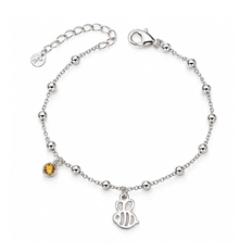Pulseira Esferas com Abelha e Zircônia Amarela - Teen Kids