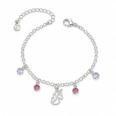 Pulseira Unicórnio Espelhado com Zircônias Ametista e Rosa - Teen kids