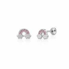 Brinco Top Arco-íris com Zircônias Rosa – Teen Kids