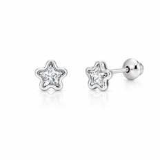 Brinco Top Estrela com Zircônias Cristal - Teen Kids