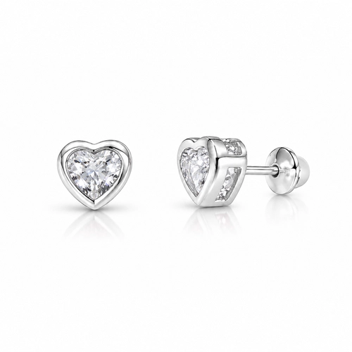 Conjunto Top Coração Cravação Inglesa com Zircônias Cristal - Teen Kids