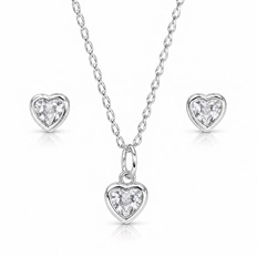 Conjunto Top Coração Cravação Inglesa com Zircônias Cristal - Teen Kids