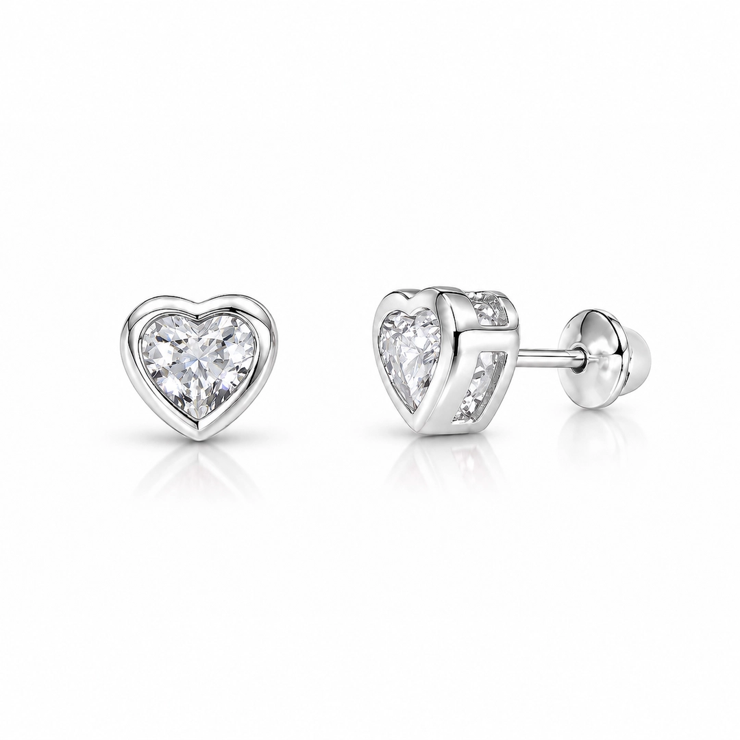 Conjunto Top Coração Cravação Inglesa com Zircônias Cristal - Teen Kids