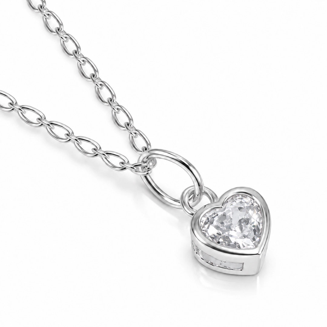 Conjunto Top Coração Cravação Inglesa com Zircônias Cristal - Teen Kids