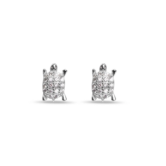 Brinco de Prata Top Tartaruga com Zircônia Cristal